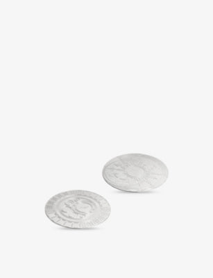 Christofle engraved coasters set of two 10cm (British brand)