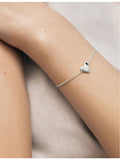 Monica Vinader sterling silver heart charm bracelet with adjustable chain, UK version