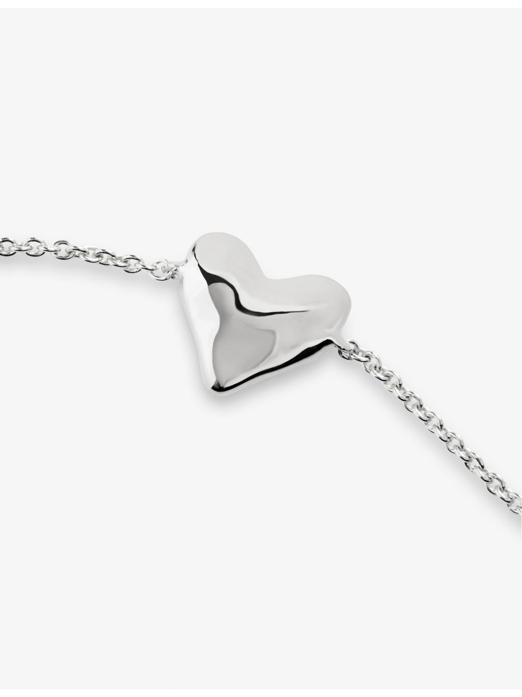 Monica Vinader sterling silver heart charm bracelet with adjustable chain, UK version