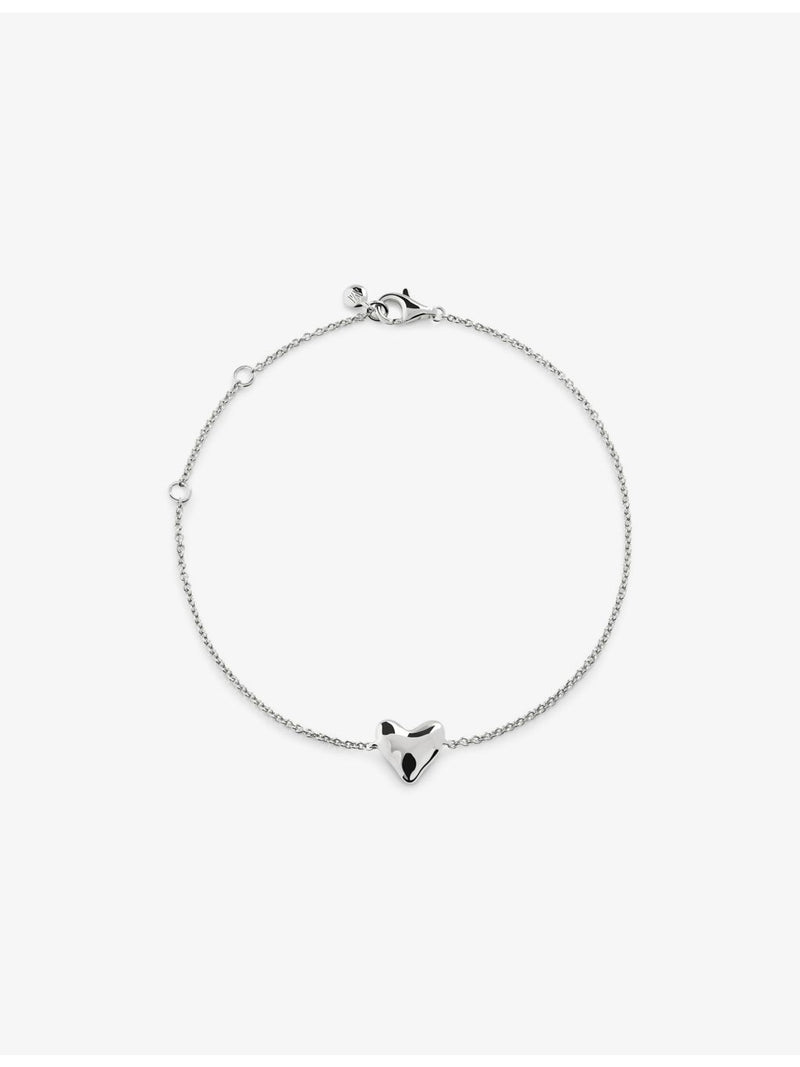 Monica Vinader sterling silver heart charm bracelet with adjustable chain, UK version