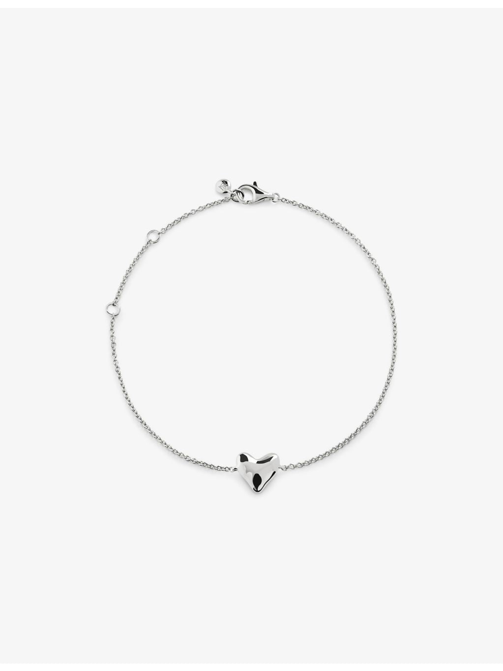 Monica Vinader sterling silver heart charm bracelet with adjustable chain, UK version