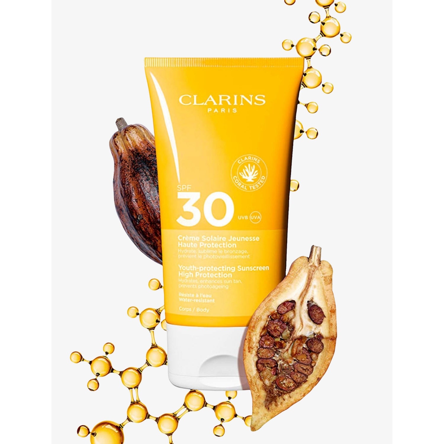 Clarins youth-protecting body sunscreen SPF30 150ml - British product