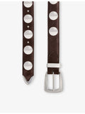 KHAITE studded suede belt with silver-tone buckle 3cm (British brand)