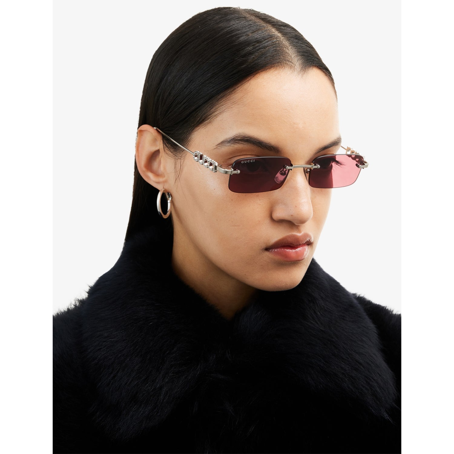 Gucci GG1808S rectangle metal sunglasses 52mm, imported from the UK