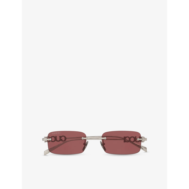 Gucci GG1808S rectangle metal sunglasses 52mm, imported from the UK