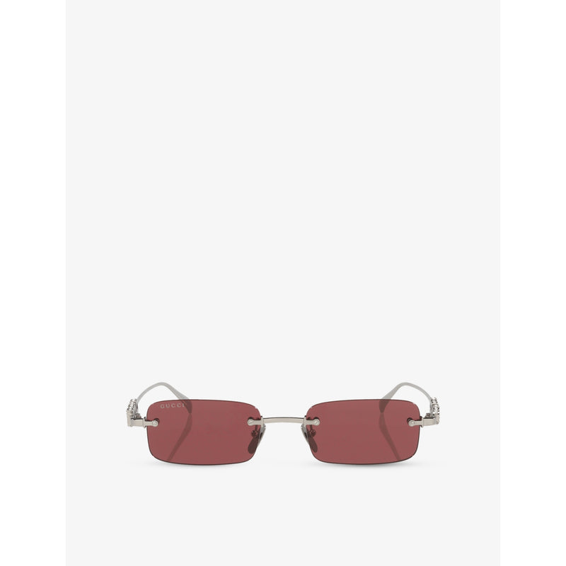 Gucci GG1808S rectangle metal sunglasses 52mm, imported from the UK
