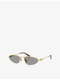 Miu Miu MU A52S oval-frame metal sunglasses, imported from the UK