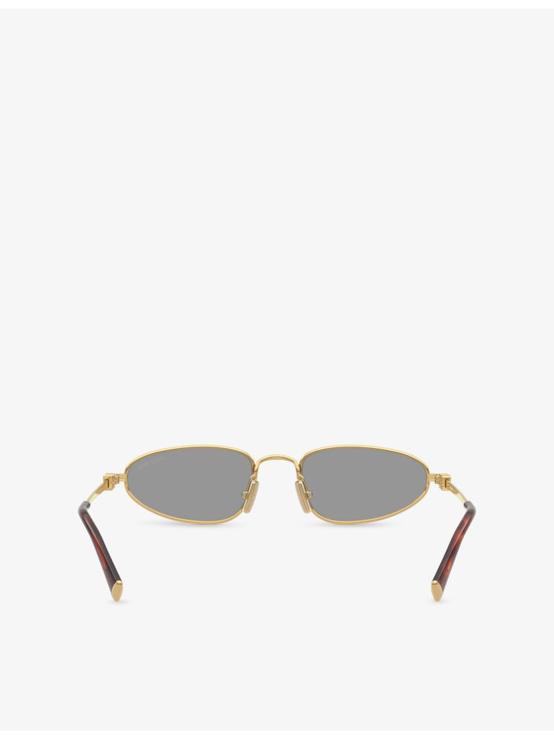Miu Miu MU A52S oval-frame metal sunglasses, imported from the UK