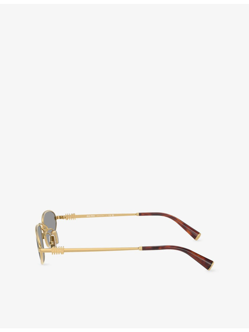 Miu Miu MU A52S oval-frame metal sunglasses, imported from the UK