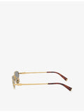Miu Miu MU A52S oval-frame metal sunglasses, imported from the UK