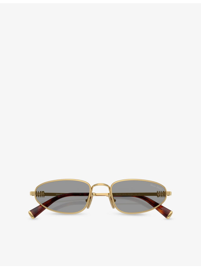 Miu Miu MU A52S oval-frame metal sunglasses, imported from the UK