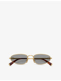 Miu Miu MU A52S oval-frame metal sunglasses, imported from the UK