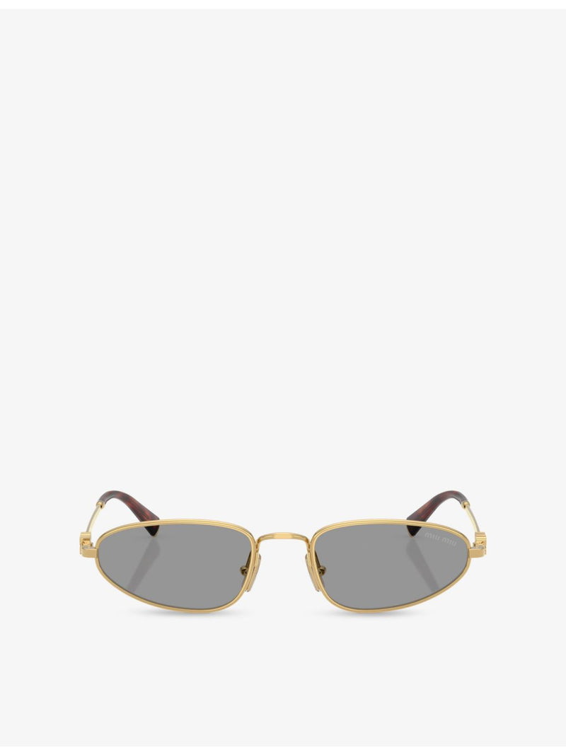 Miu Miu MU A52S oval-frame metal sunglasses, imported from the UK