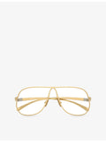 Miu Miu aviator-frame metal glasses in gold tone, UK version