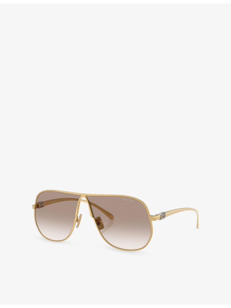 Miu Miu aviator metal sunglasses with gold-toned finish, imported from the UK