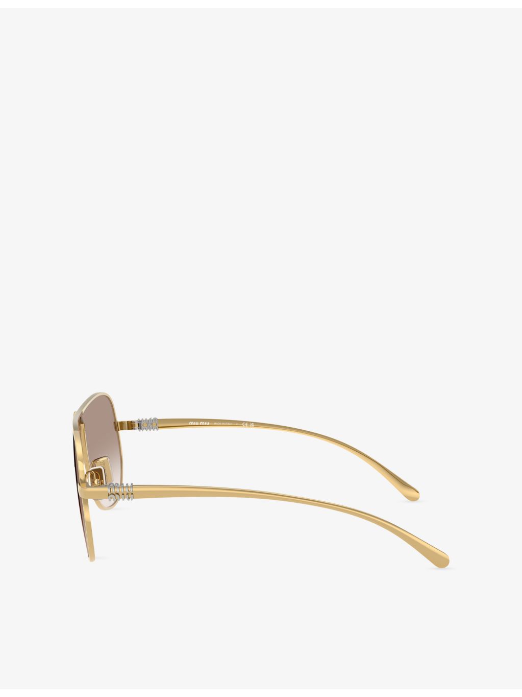Miu Miu aviator metal sunglasses with gold-toned finish, imported from the UK