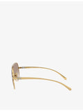 Miu Miu aviator metal sunglasses with gold-toned finish, imported from the UK