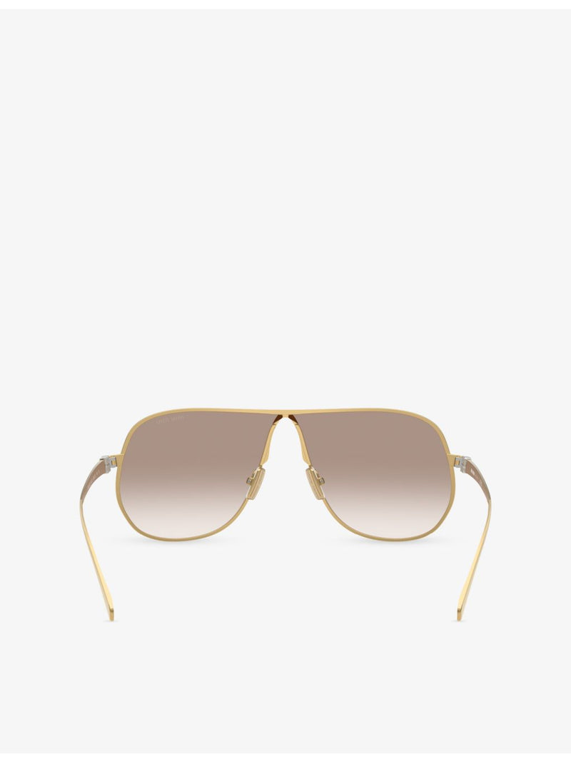 Miu Miu aviator metal sunglasses with gold-toned finish, imported from the UK