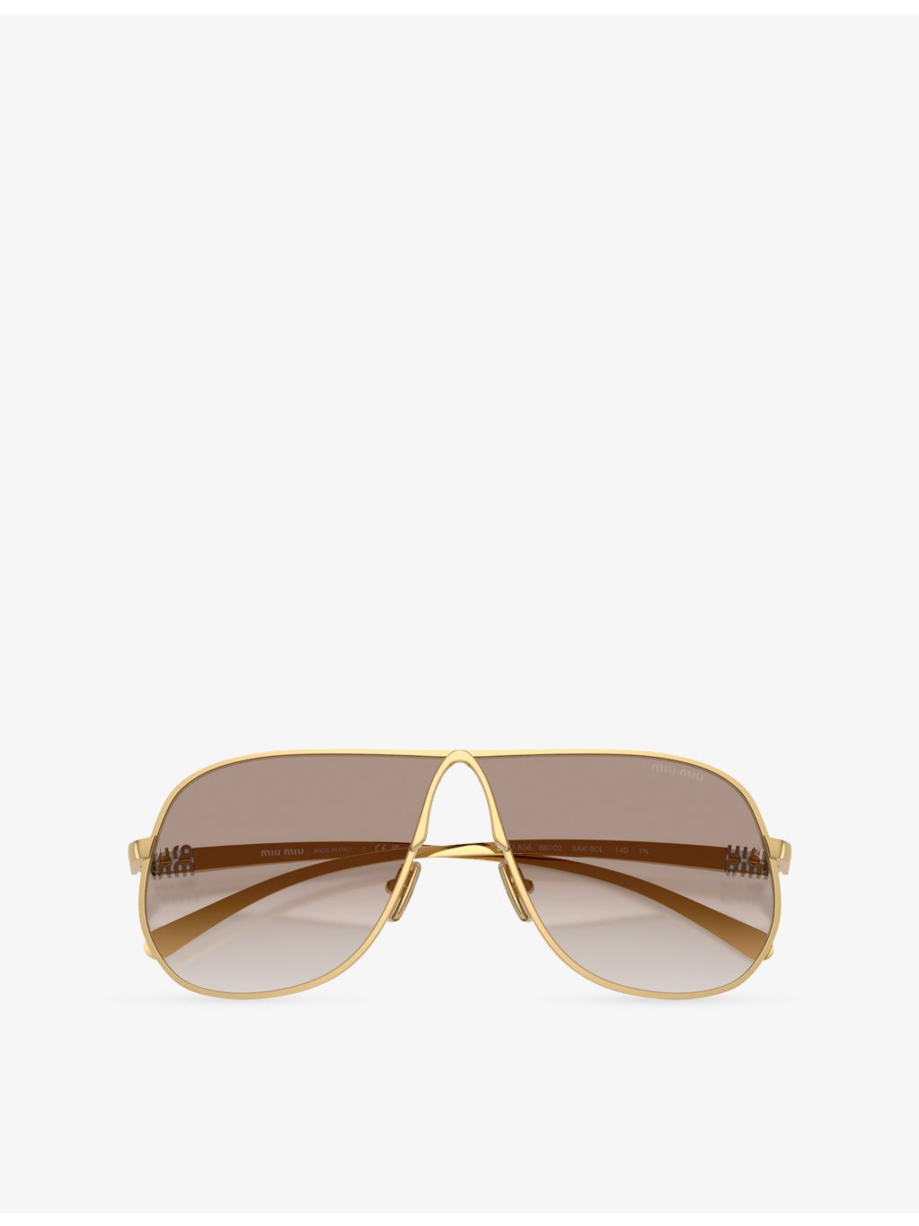 Miu Miu aviator metal sunglasses with gold-toned finish, imported from the UK