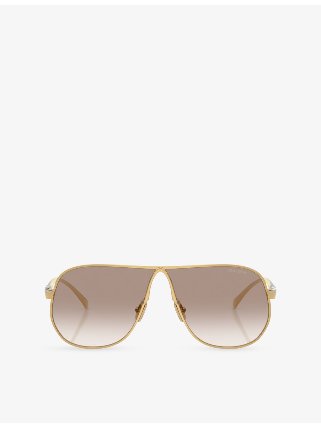 Miu Miu aviator metal sunglasses with gold-toned finish, imported from the UK