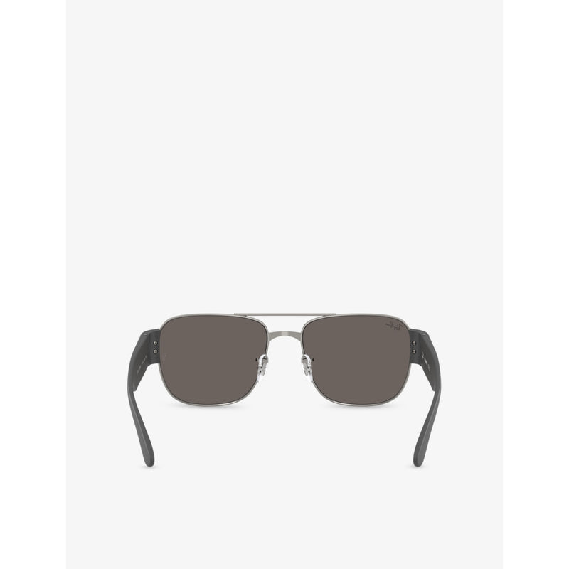 Ray-Ban RB3756 square-frame metal sunglasses with UV lenses, imported from the UK
