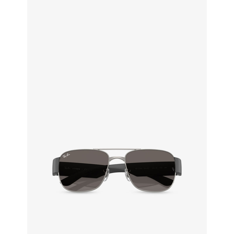 Ray-Ban RB3756 square-frame metal sunglasses with UV lenses, imported from the UK