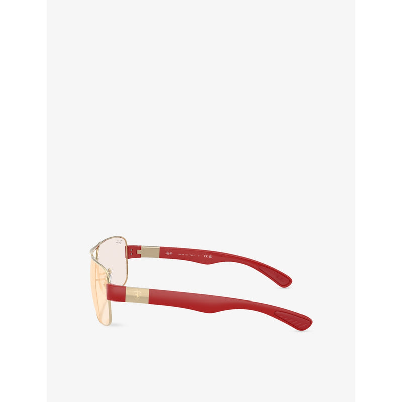 Ray-Ban RB3763M Scuderia Ferrari square-frame metal sunglasses, imported from the UK