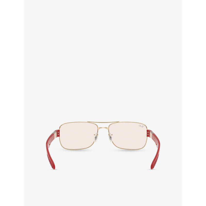 Ray-Ban RB3763M Scuderia Ferrari square-frame metal sunglasses, imported from the UK