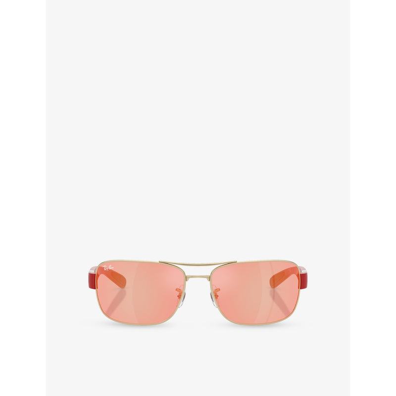 Ray-Ban RB3763M Scuderia Ferrari square-frame metal sunglasses, imported from the UK