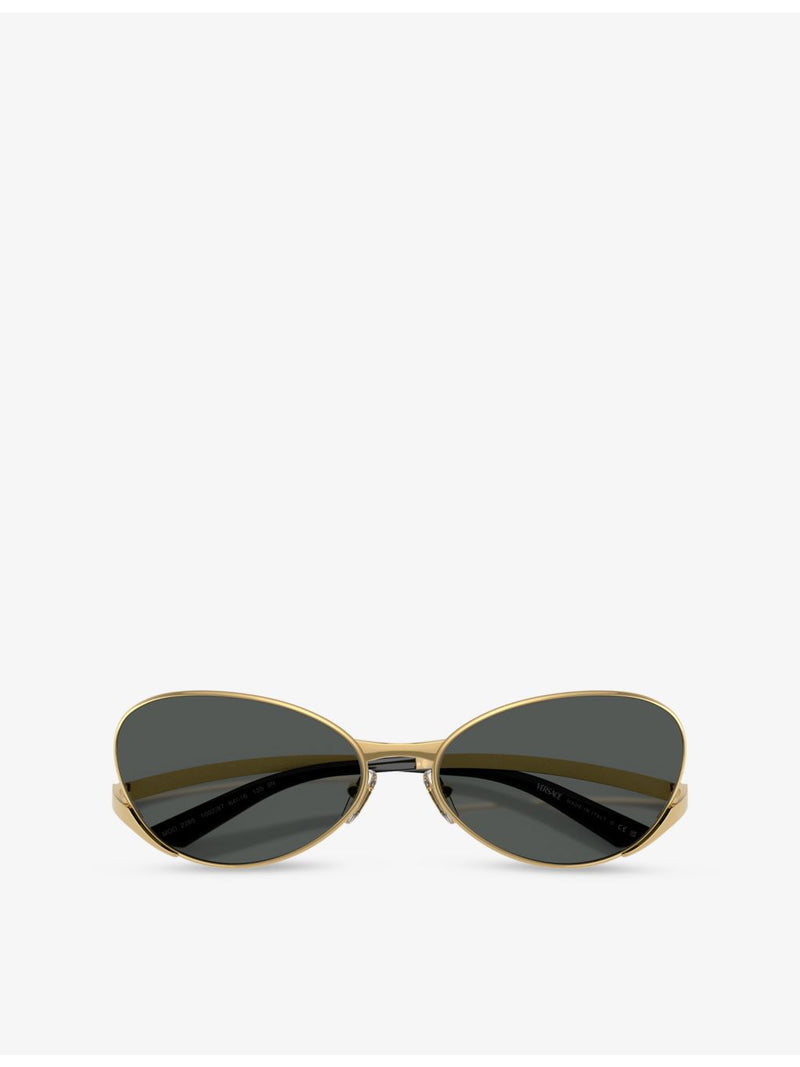 Versace VE2285 oval-frame metal sunglasses, imported from the UK