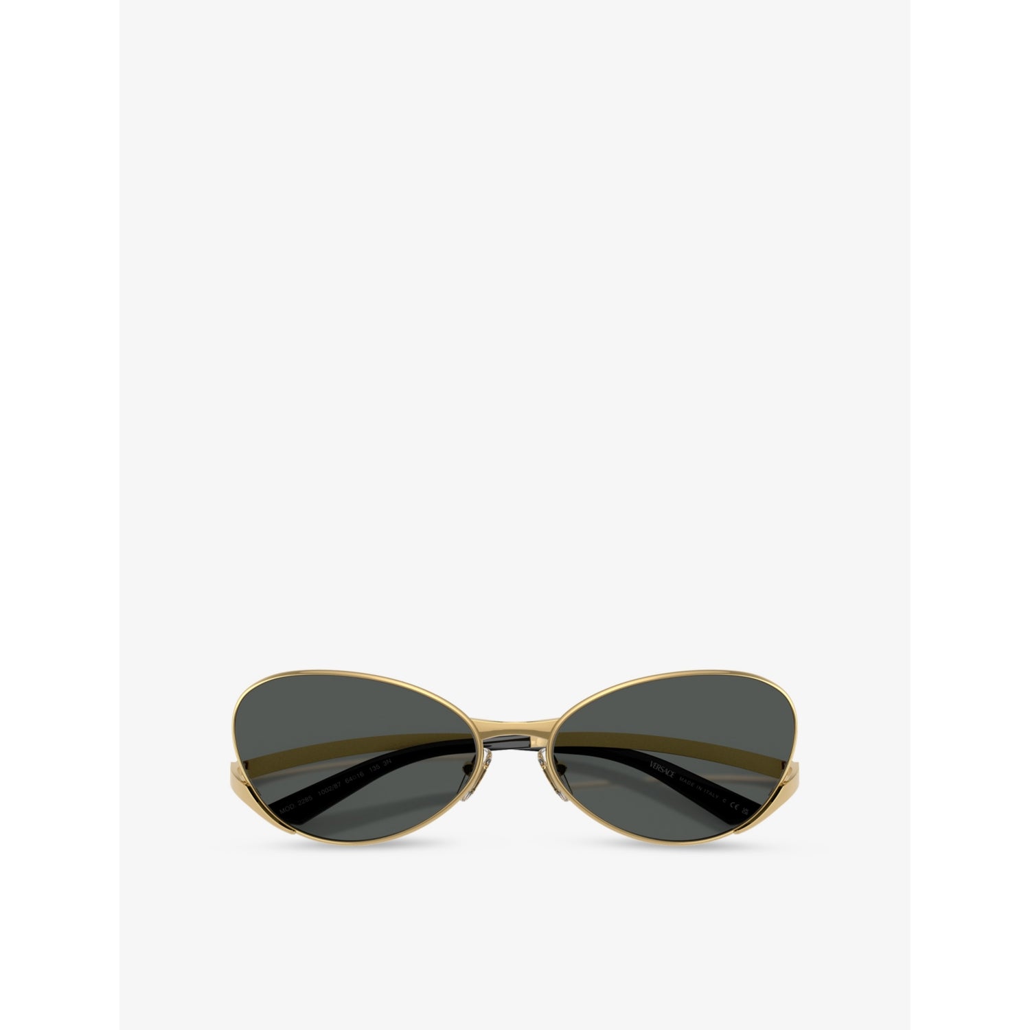 Versace VE2285 oval-frame metal sunglasses, imported from the UK