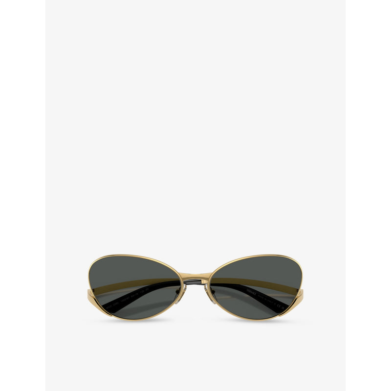 Versace VE2285 oval-frame metal sunglasses, imported from the UK