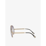 Chloé pilot-frame metal sunglasses with gold hardware (British brand)