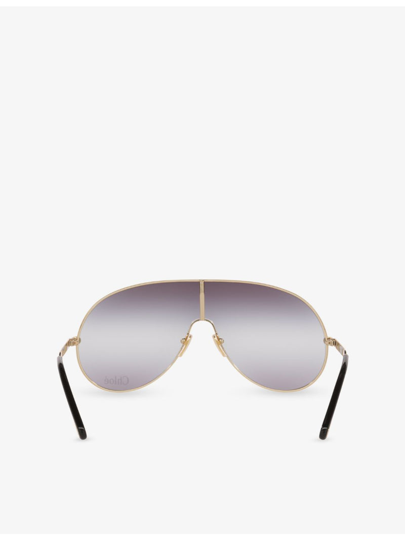 Chloé pilot-frame metal sunglasses with gold hardware (British brand)