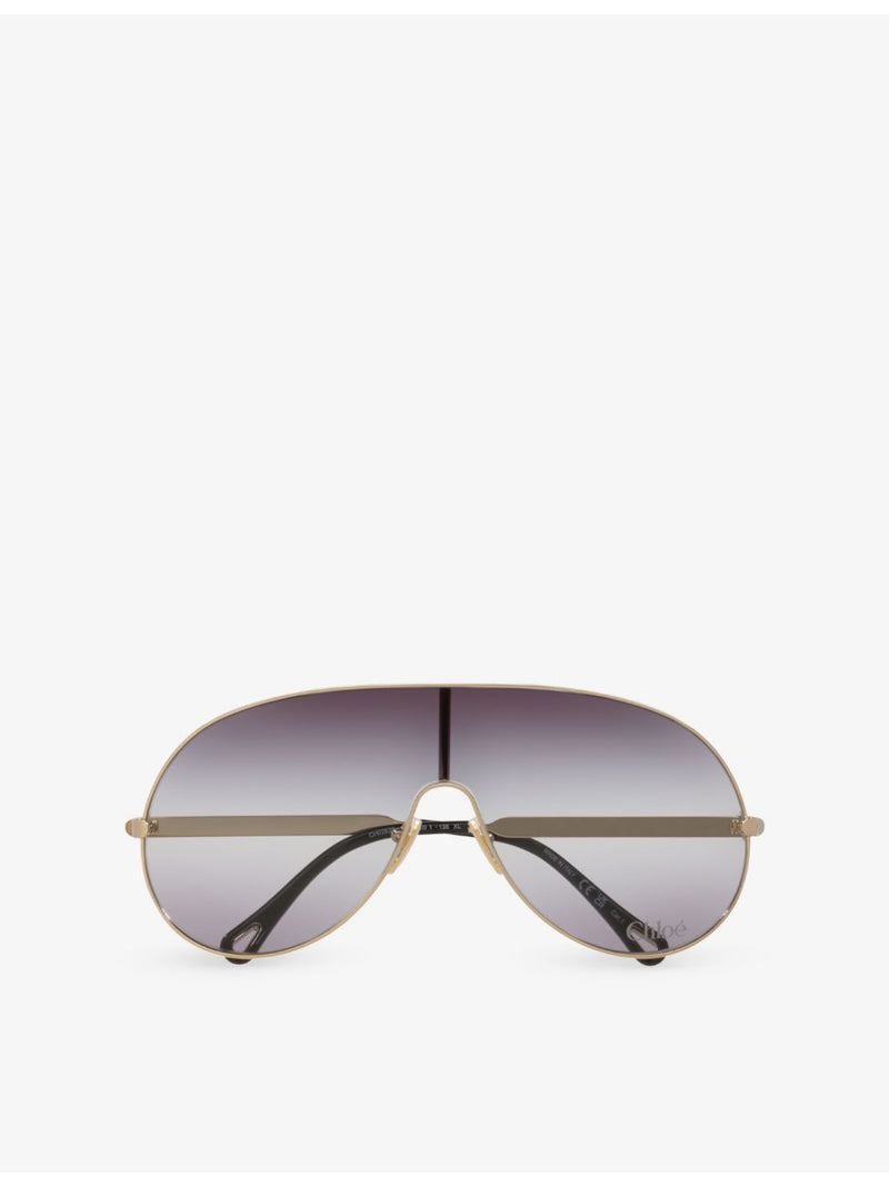 Chloé pilot-frame metal sunglasses with gold hardware (British brand)