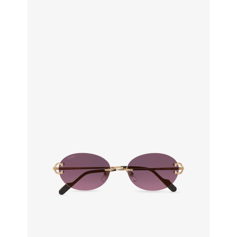Cartier round rimless metal sunglasses CT0551S, imported from the UK