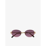 Cartier round rimless metal sunglasses CT0551S, imported from the UK