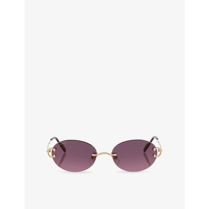 Cartier round rimless metal sunglasses CT0551S, imported from the UK