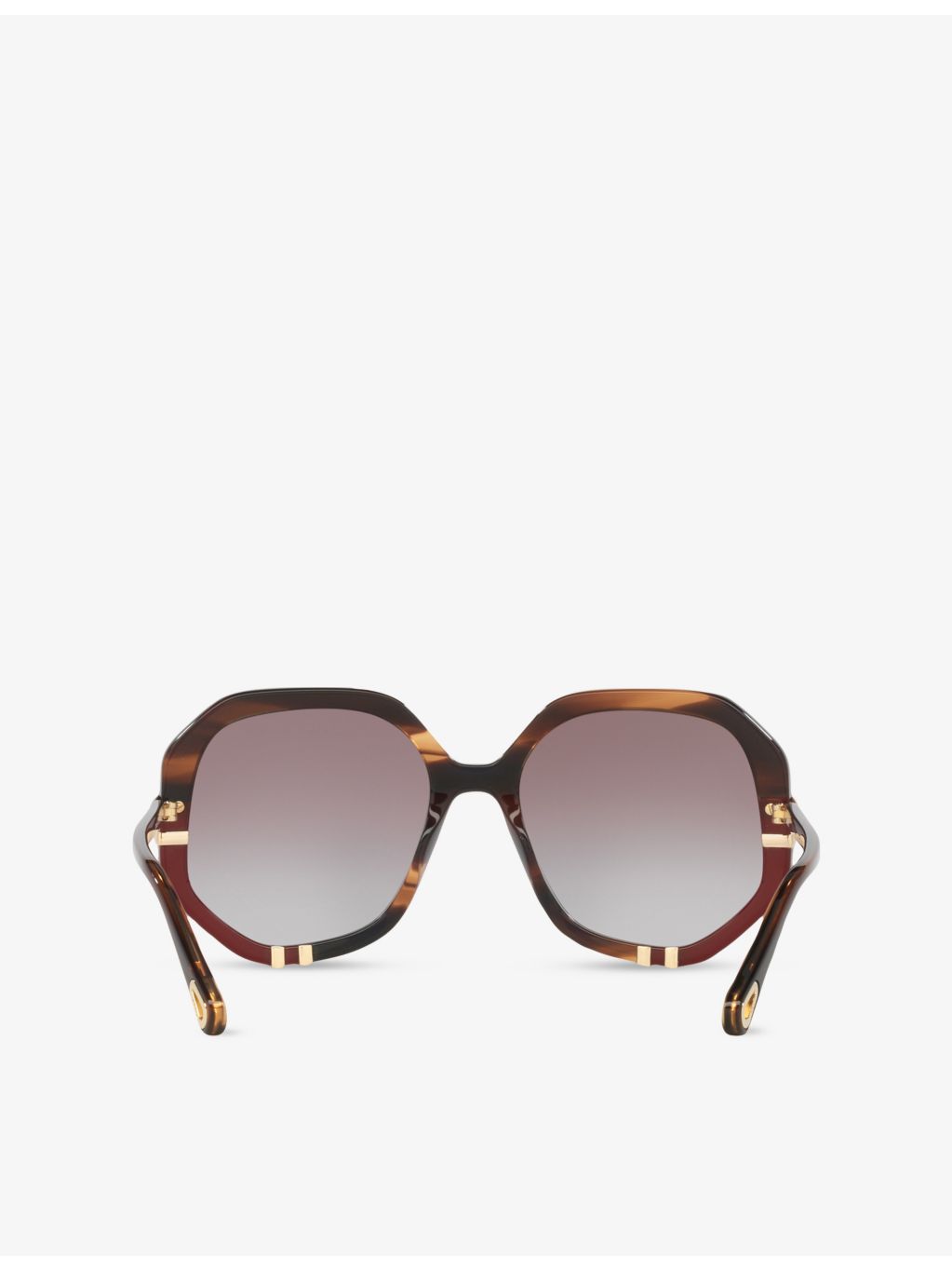 Chloé hexagonal acetate sunglasses in tortoiseshell with gold hardware CH0105S - British product