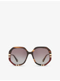 Chloé hexagonal acetate sunglasses in tortoiseshell with gold hardware CH0105S - British product