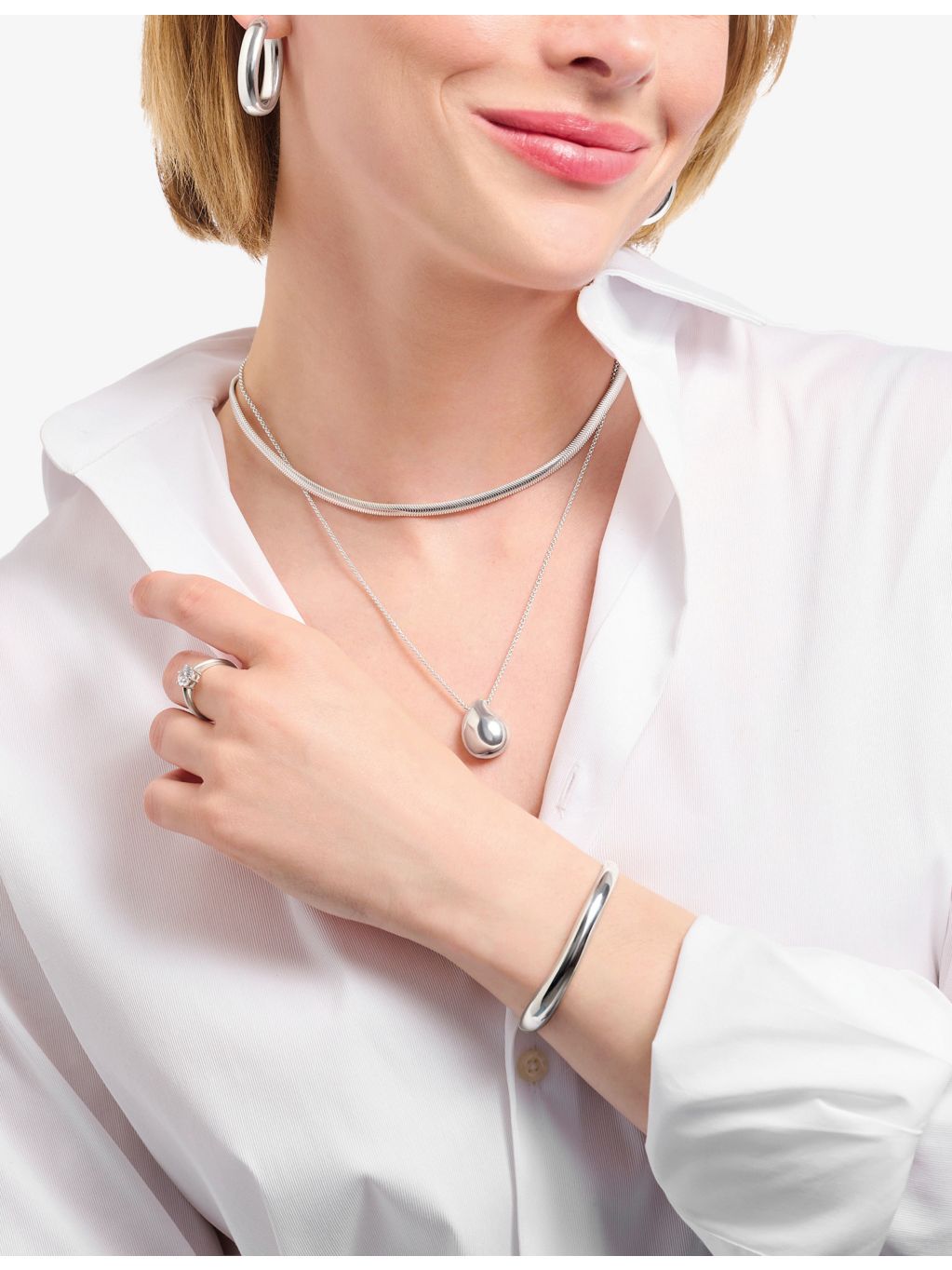 Thomas Sabo sterling silver pendant necklace organic drop shape 45-50cm - British product