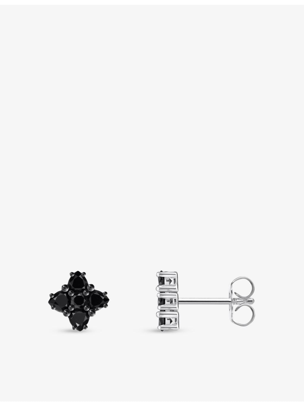 Thomas Sabo black cubic zirconia floral stud earrings, imported from the UK