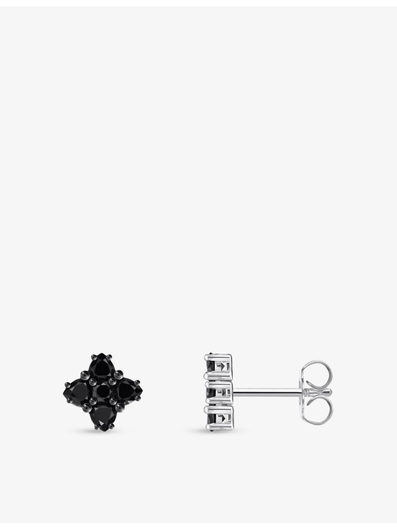 Thomas Sabo black cubic zirconia floral stud earrings, imported from the UK