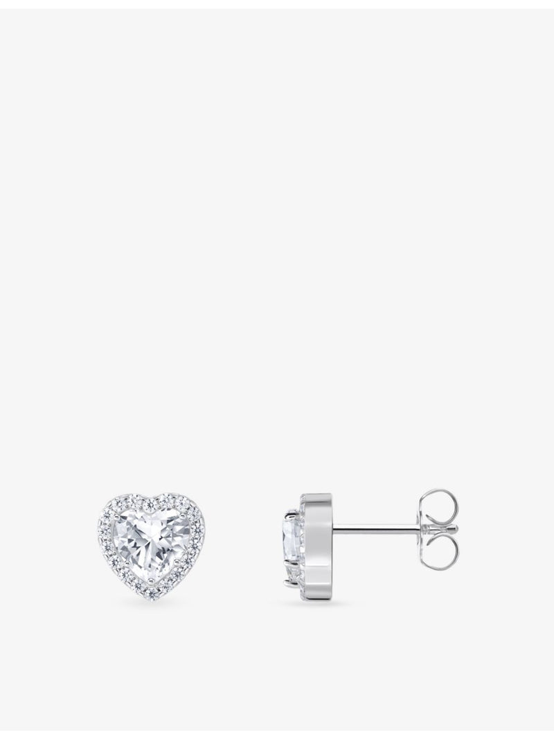 Thomas Sabo sterling silver heart stud earrings with cubic zirconia, UK version