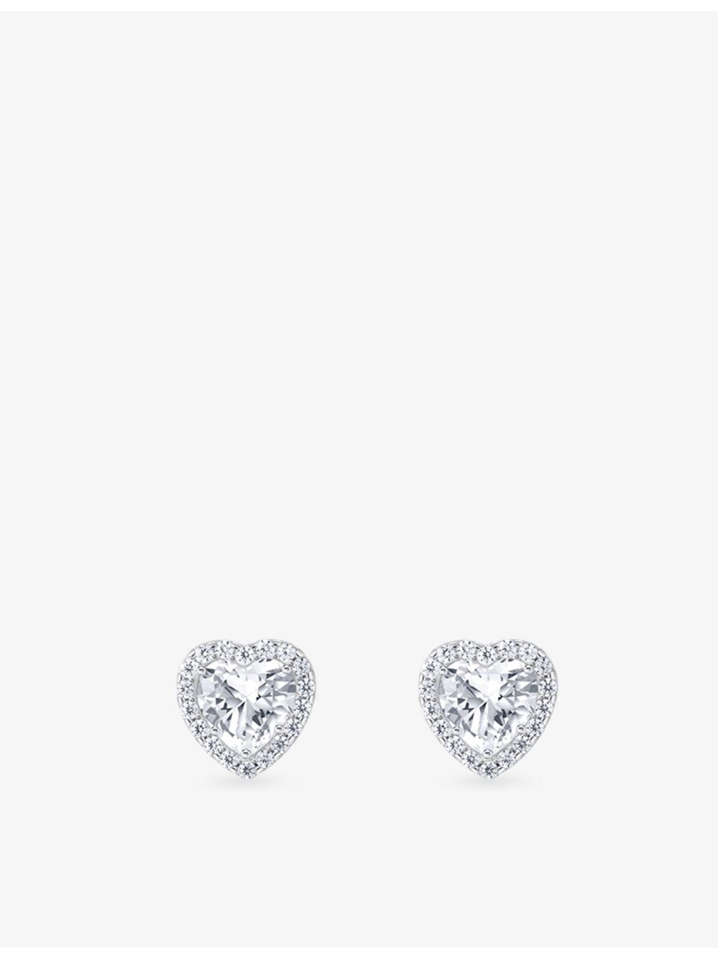 Thomas Sabo sterling silver heart stud earrings with cubic zirconia, UK version