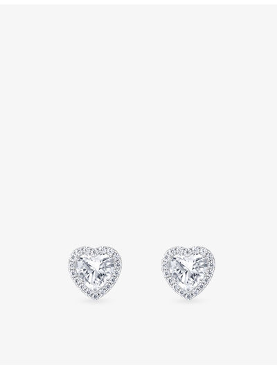 selfridges Thomas Sabo Heart Halo 925 Sterling Silver and Cubic Zirconia Stud Earrings- Buy online at McGrocer
