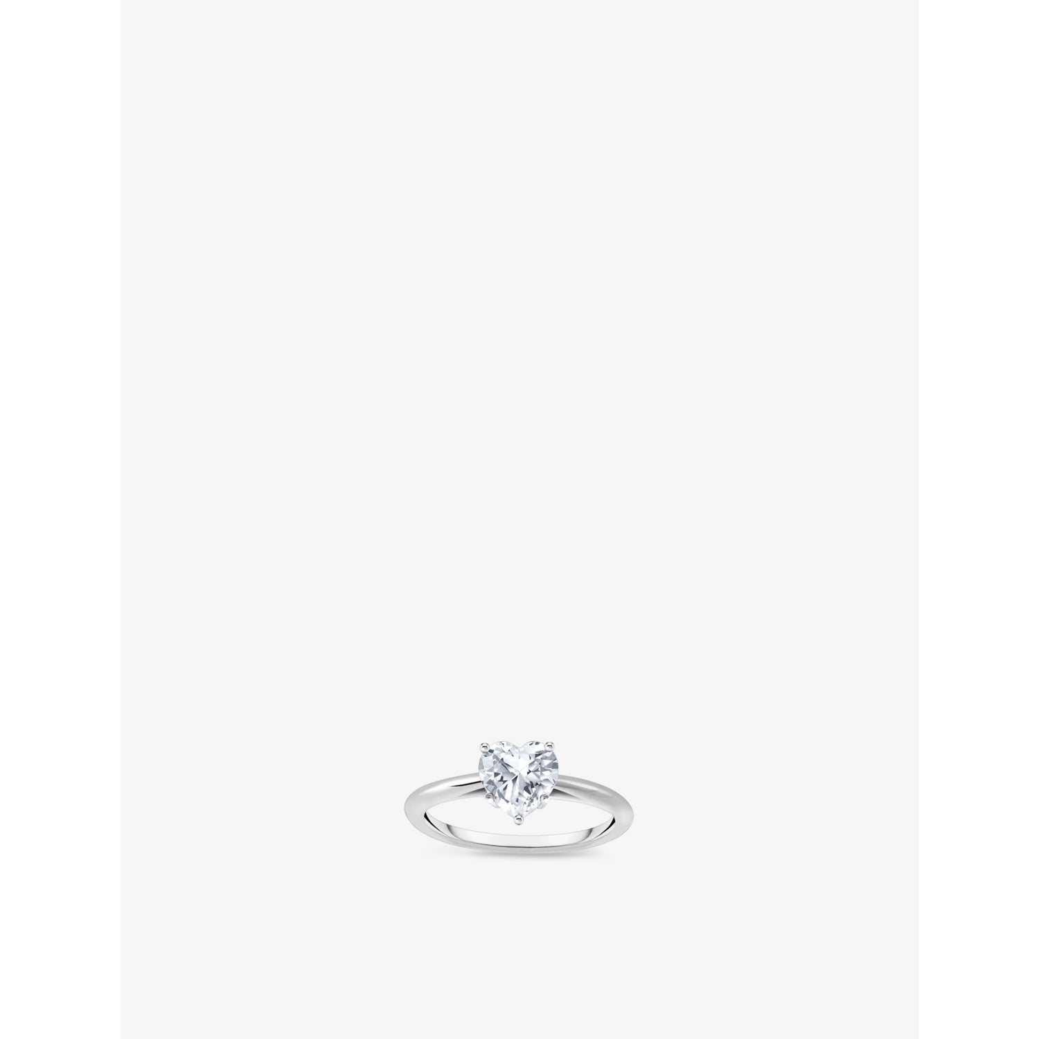 Heart-Shaped 925 Sterling Silver and Cubic Zirconia Ring - 54mm