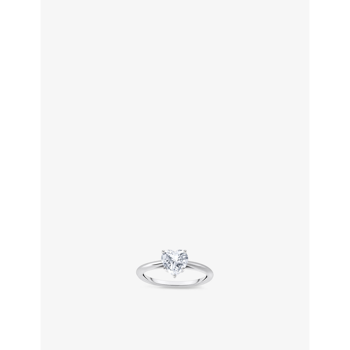 Heart-Shaped 925 Sterling Silver and Cubic Zirconia Ring - 54mm