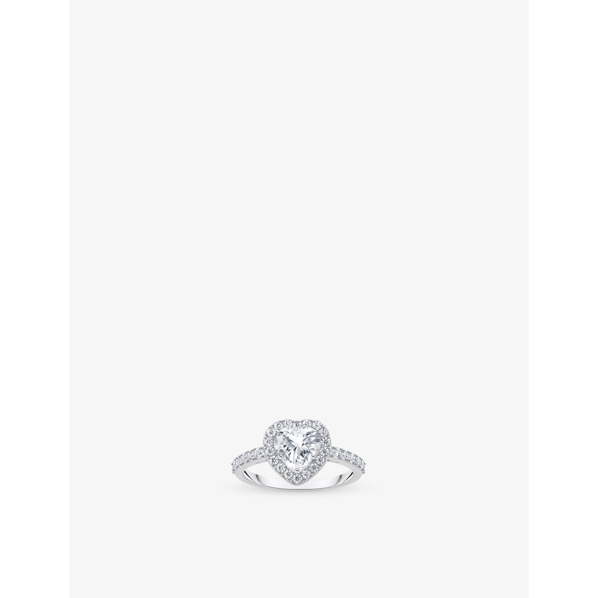 Heart-Shaped Halo 925 Sterling Silver and Cubic Zirconia Ring - 54mm