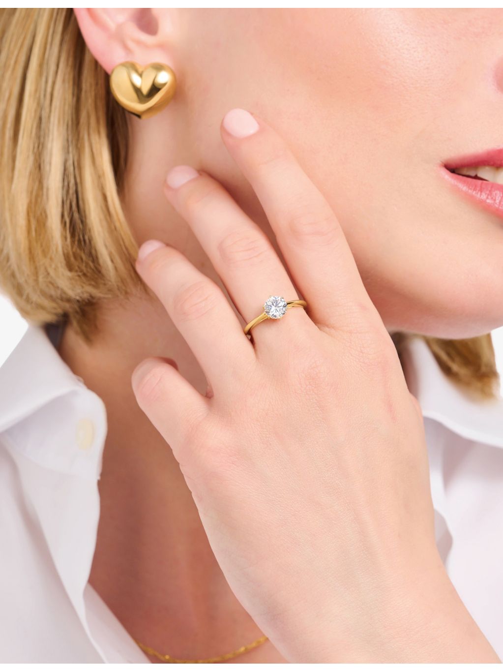 Thomas Sabo solitaire ring in gold-plated sterling silver, imported from the UK